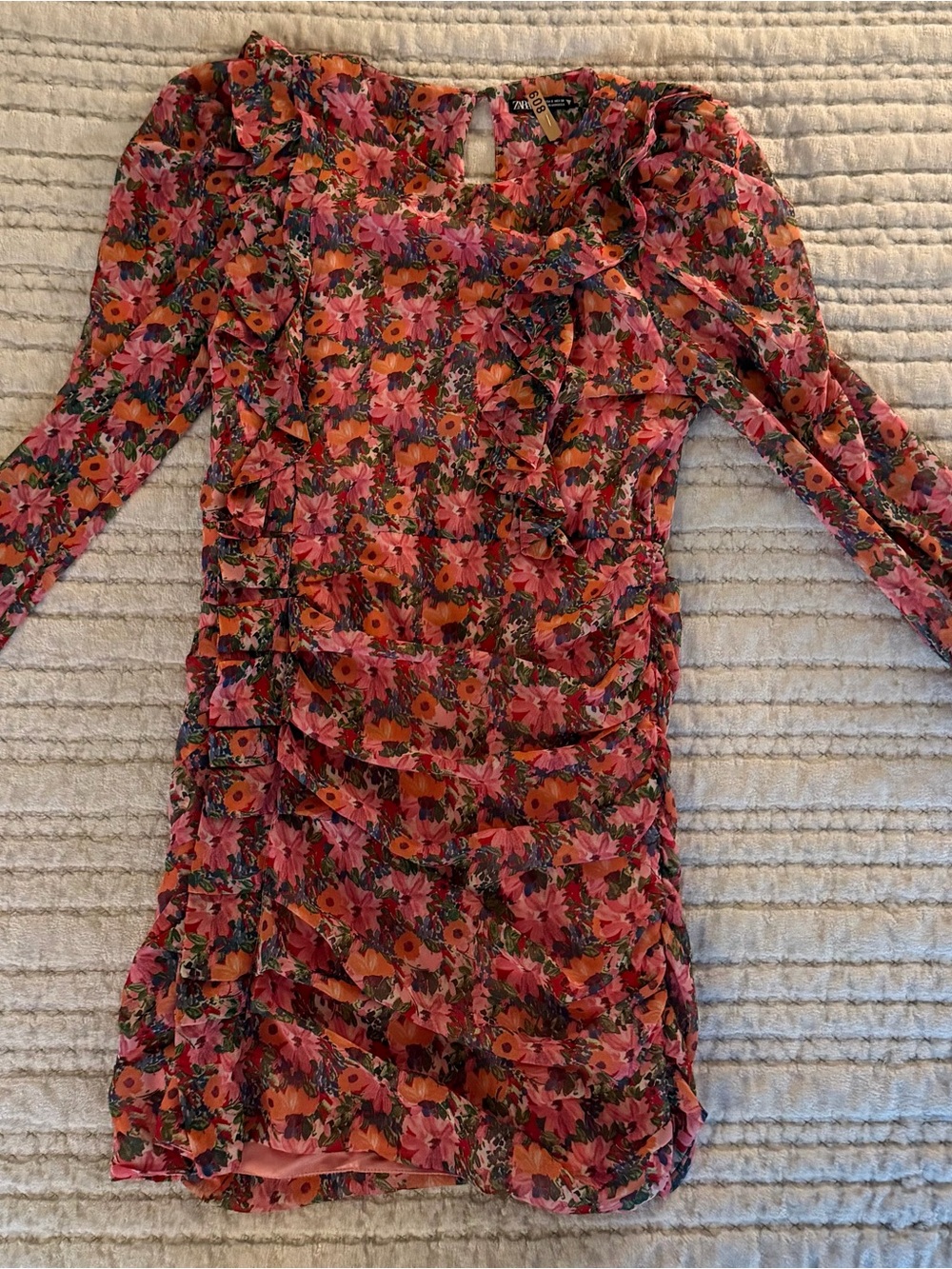 Zara Short Floral Printed Drape Dress
